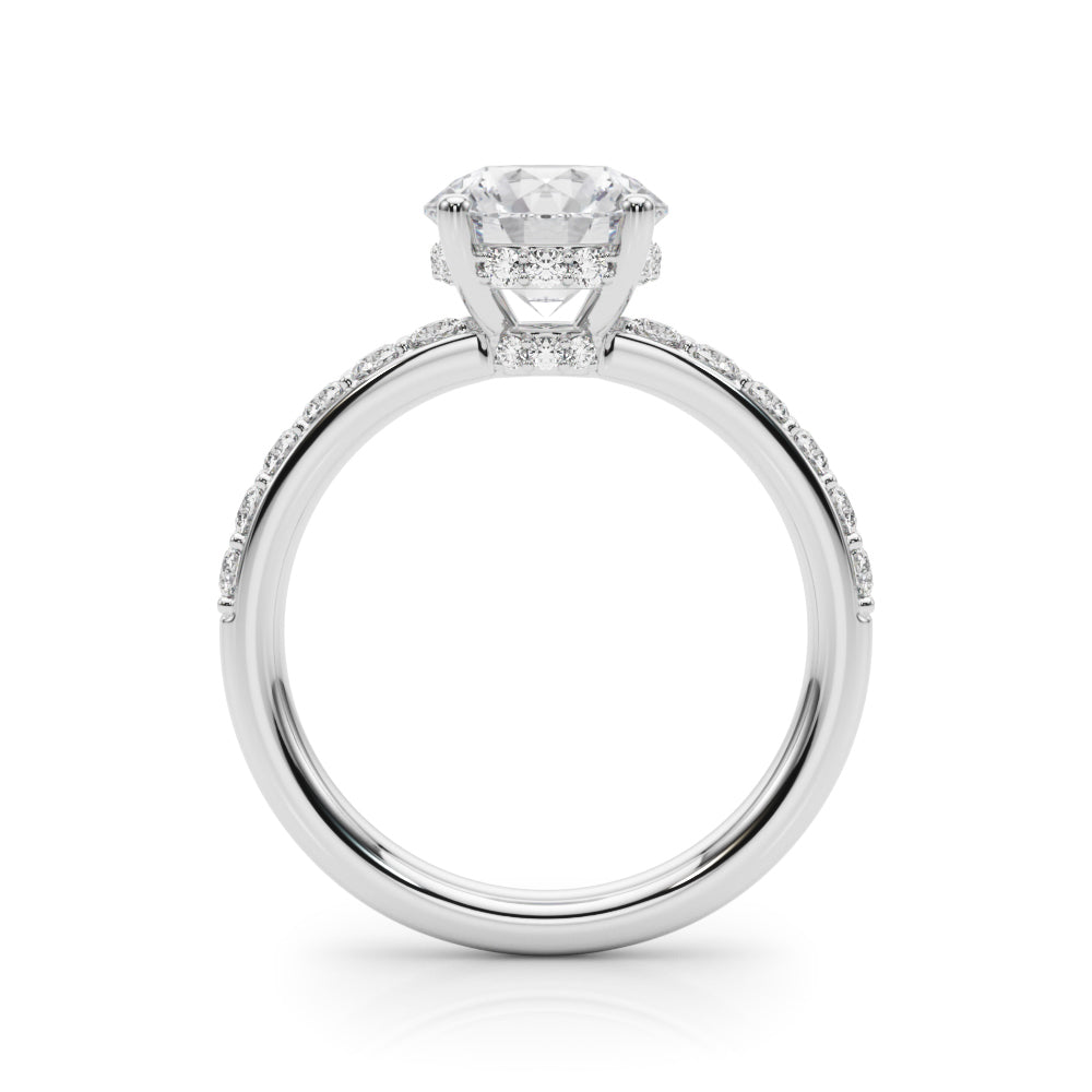 LUMEO Round Hidden Halo Diamond Engagement Ring Side View in Platinum 