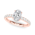LUMEO Oval Hidden Halo Diamond Engagement Ring Front View in 18k Solid Rose Gold 