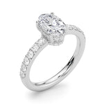 LUMEO Oval Hidden Halo Diamond Engagement Ring Angle View in Platinum 