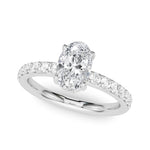 LUMEO Oval Hidden Halo Diamond Engagement Ring Front View in Platinum 