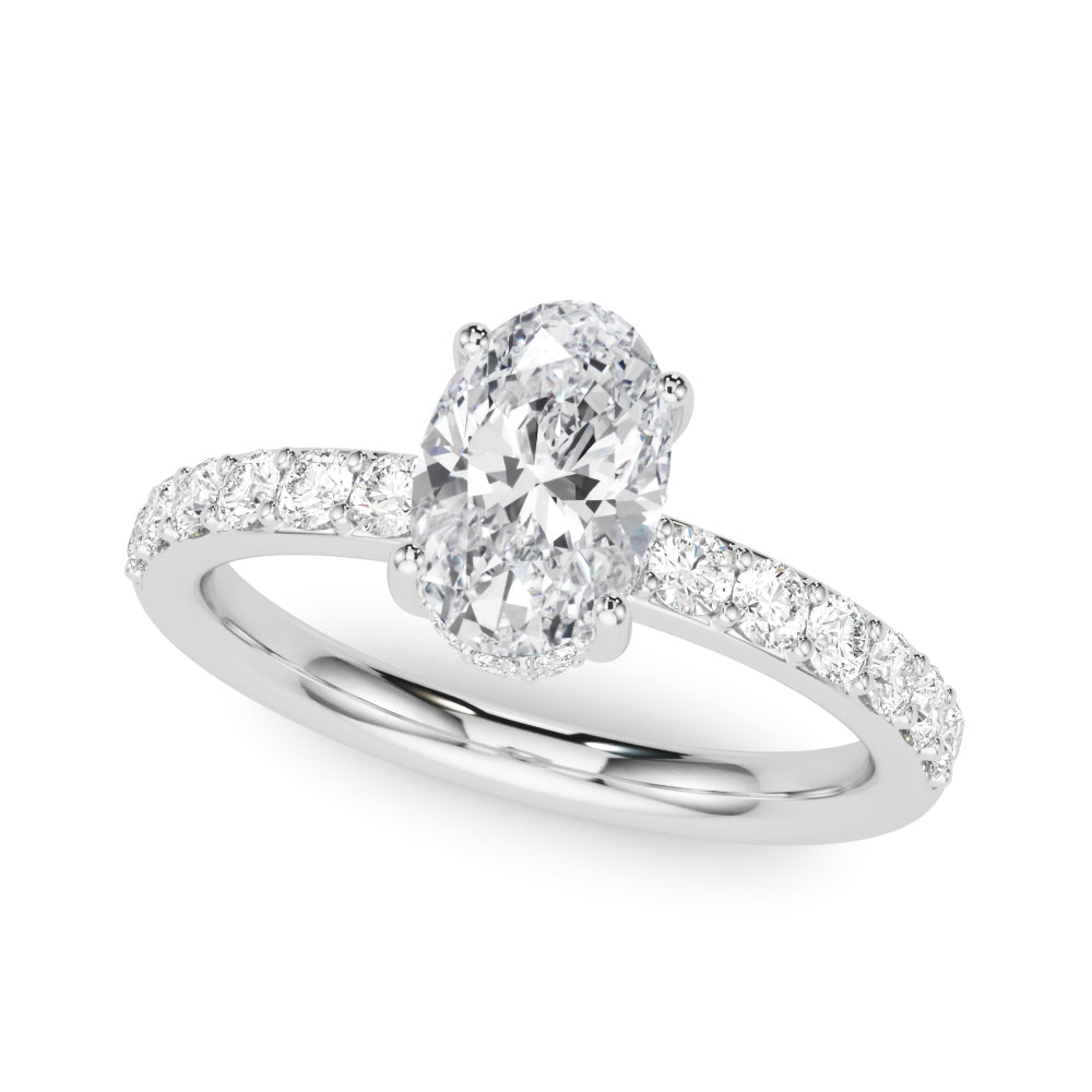 LUMEO Oval Hidden Halo Diamond Engagement Ring Front View in Platinum 