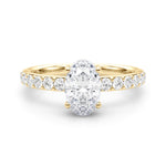 LUMEO Oval Hidden Halo Diamond Engagement Ring Set in 18k Solid Yellow Gold 