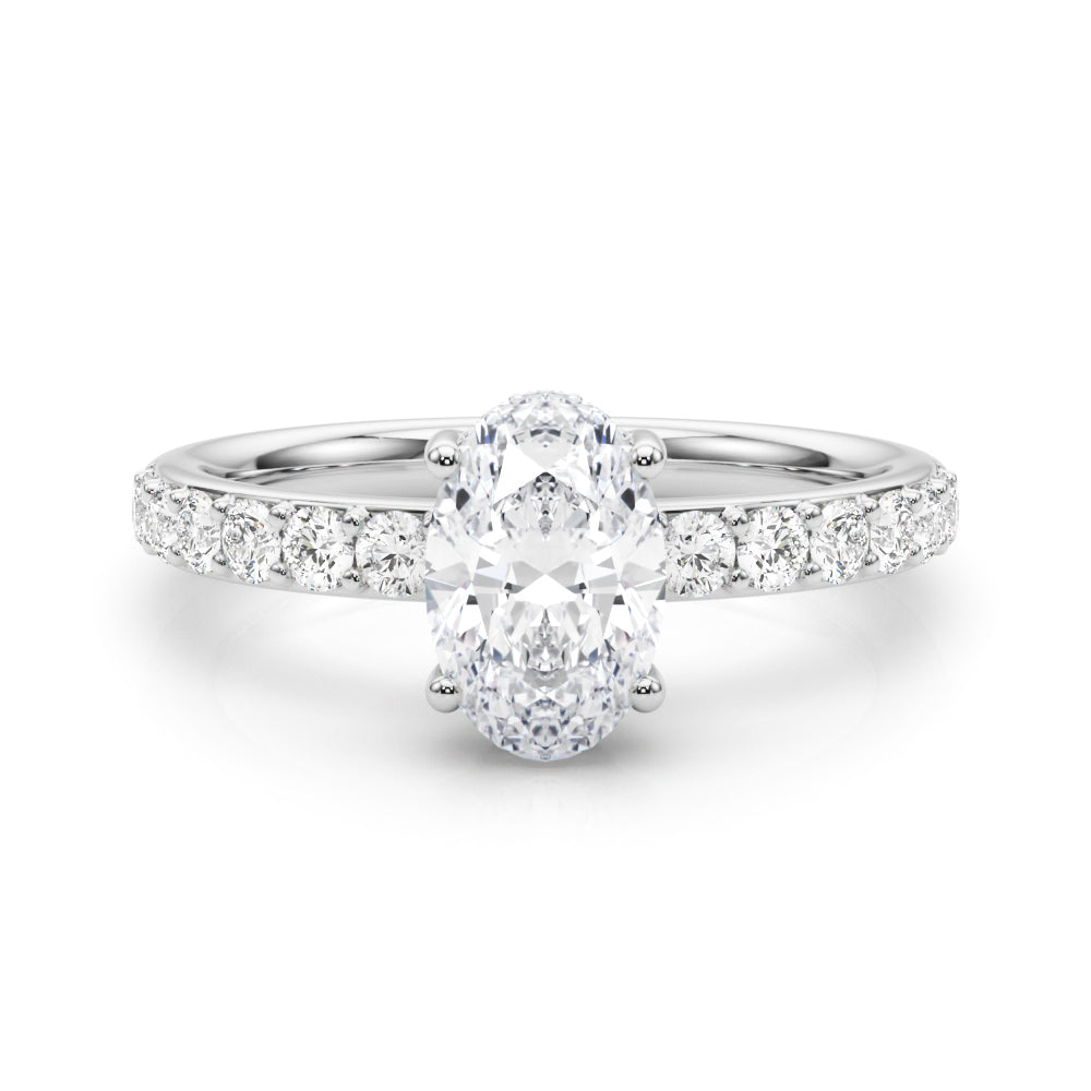 LUMEO Oval Hidden Halo Diamond Engagement Ring Set in Platinum 