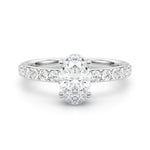 LUMEO Oval Hidden Halo Diamond Engagement Ring Set in Platinum 