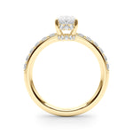 LUMEO Oval Hidden Halo Diamond Engagement Ring Side View in 18k Solid Yellow Gold 