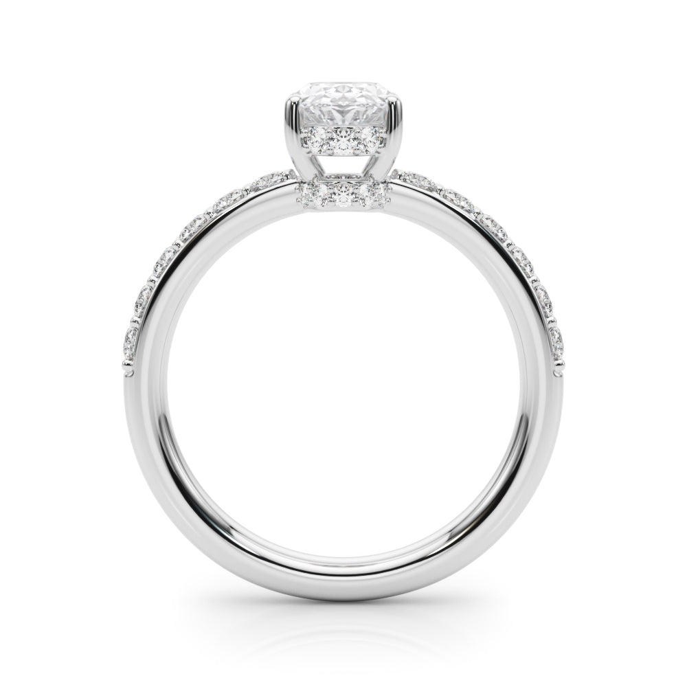 LUMEO Oval Hidden Halo Diamond Engagement Ring Side View in Platinum 
