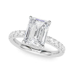 LUMEO Emerald Hidden Halo Diamond Engagement Ring Front View in Platinum 