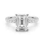 LUMEO Emerald Hidden Halo Diamond Engagement Ring Set in Platinum 
