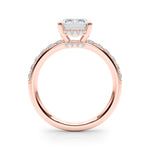 LUMEO Emerald Hidden Halo Diamond Engagement Ring Side View in 18k Solid Rose Gold 