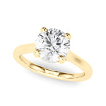 LUMEO Round Hidden Halo Diamond Engagement Ring Front View in 18k Solid Yellow Gold 