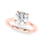 LUMEO Round Hidden Halo Diamond Engagement Ring Front View in 18k Solid Rose Gold 