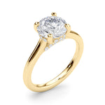 LUMEO Round Hidden Halo Diamond Engagement Ring Angle View in 18k Solid Yellow Gold 