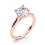 LUMEO Round Hidden Halo Diamond Engagement Ring Angle View in 18k Solid Rose Gold 
