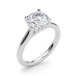 LUMEO Round Hidden Halo Diamond Engagement Ring Angle View in Platinum 