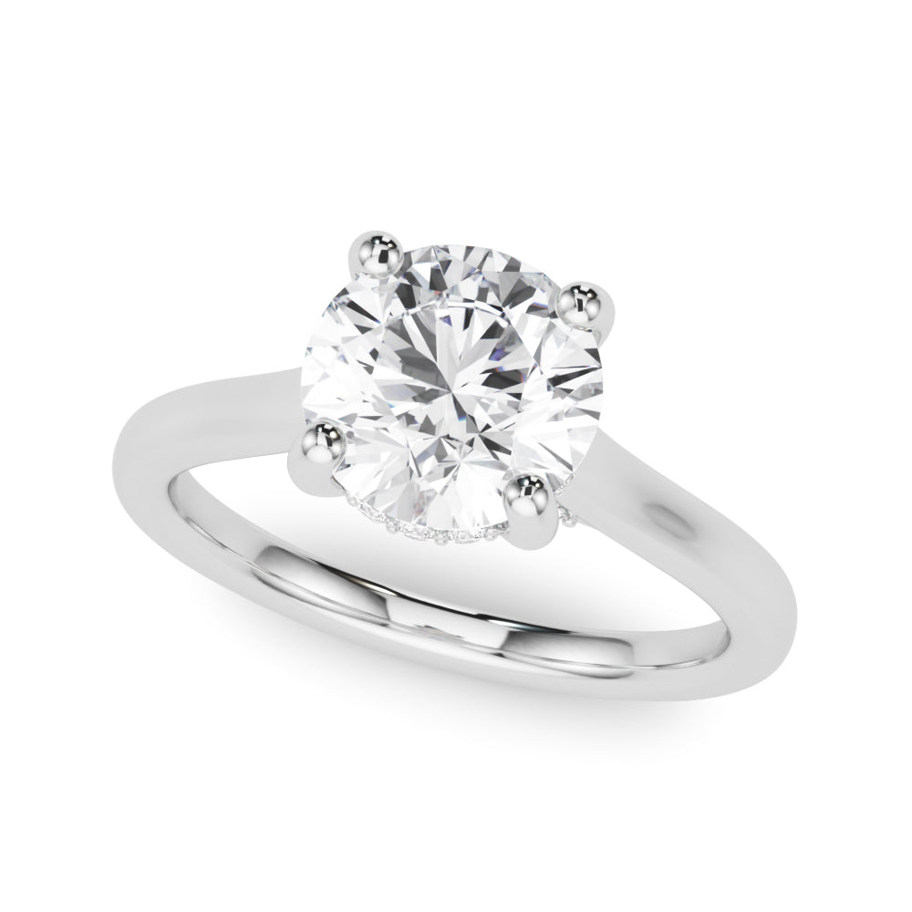 LUMEO Round Hidden Halo Diamond Engagement Ring Front View in Platinum 