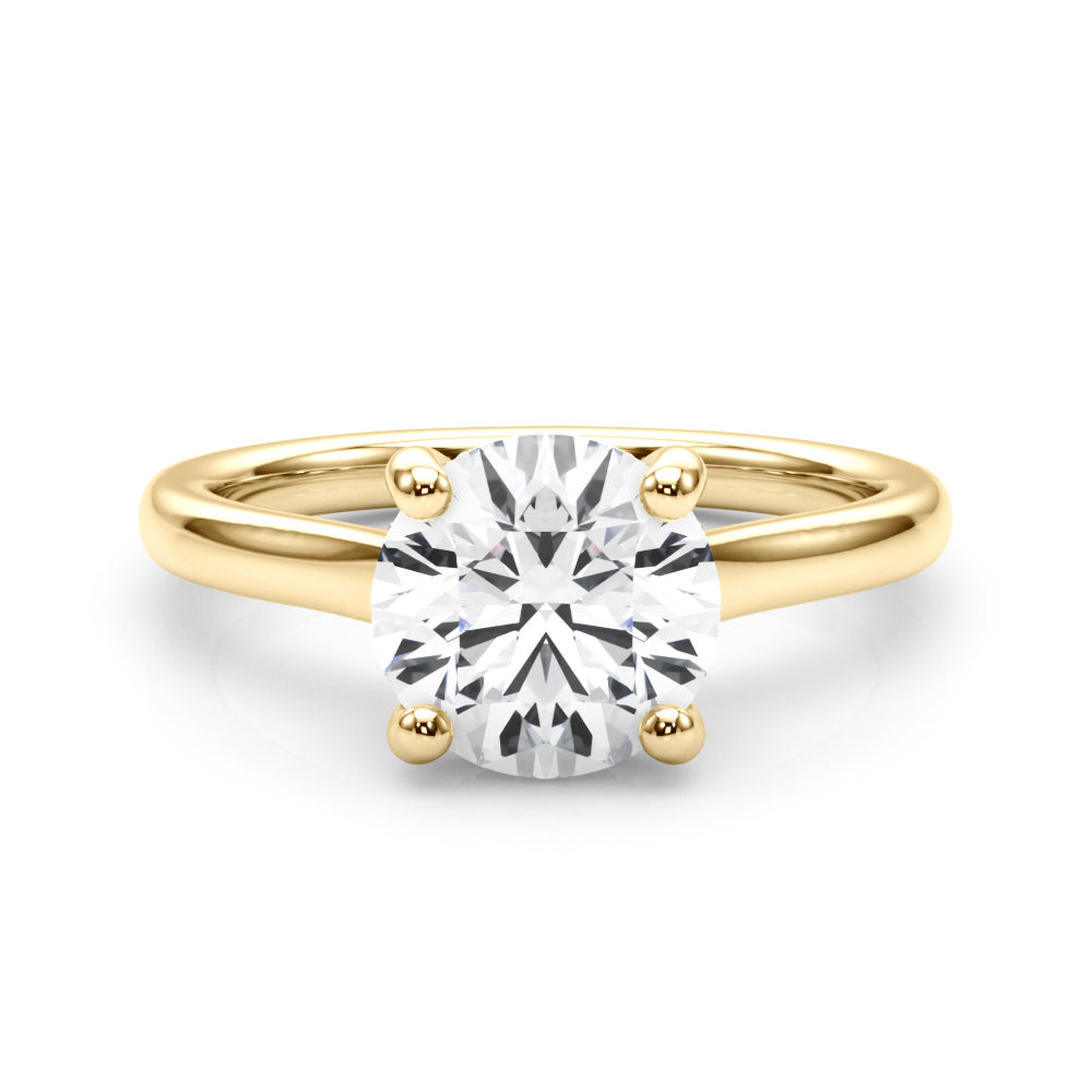 LUMEO Round Hidden Halo Diamond Engagement Ring Set in 18k Solid Yellow Gold 