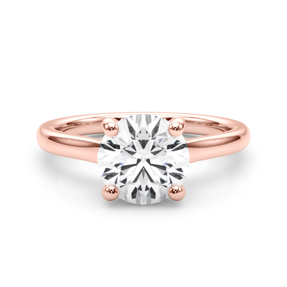 LUMEO Round Hidden Halo Diamond Engagement Ring Set in 18k Solid Rose Gold 