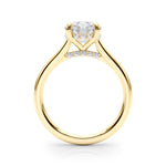 LUMEO Round Hidden Halo Diamond Engagement Ring Side View in 18k Solid Yellow Gold 