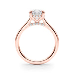 LUMEO Round Hidden Halo Diamond Engagement Ring Side View in 18k Solid Rose Gold 
