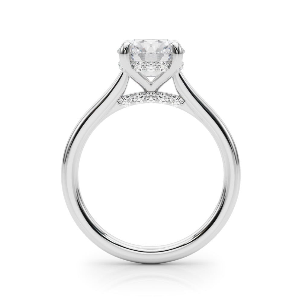LUMEO Round Hidden Halo Diamond Engagement Ring Side View in Platinum 