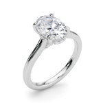 LUMEO Oval Hidden Halo Diamond Engagement Ring Angle View in Platinum 