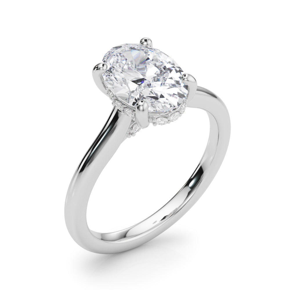 LUMEO Oval Hidden Halo Diamond Engagement Ring Angle View in Platinum 