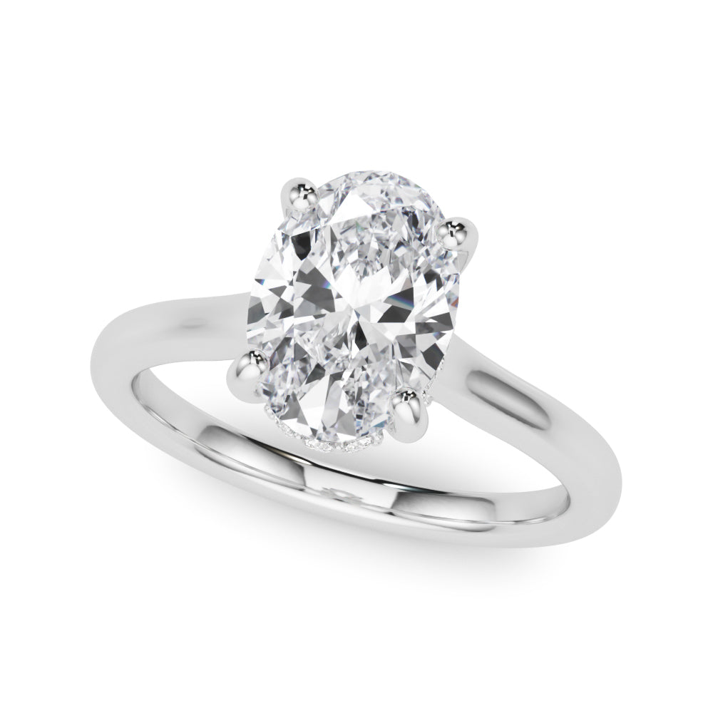 LUMEO Oval Hidden Halo Diamond Engagement Ring Front View in Platinum 