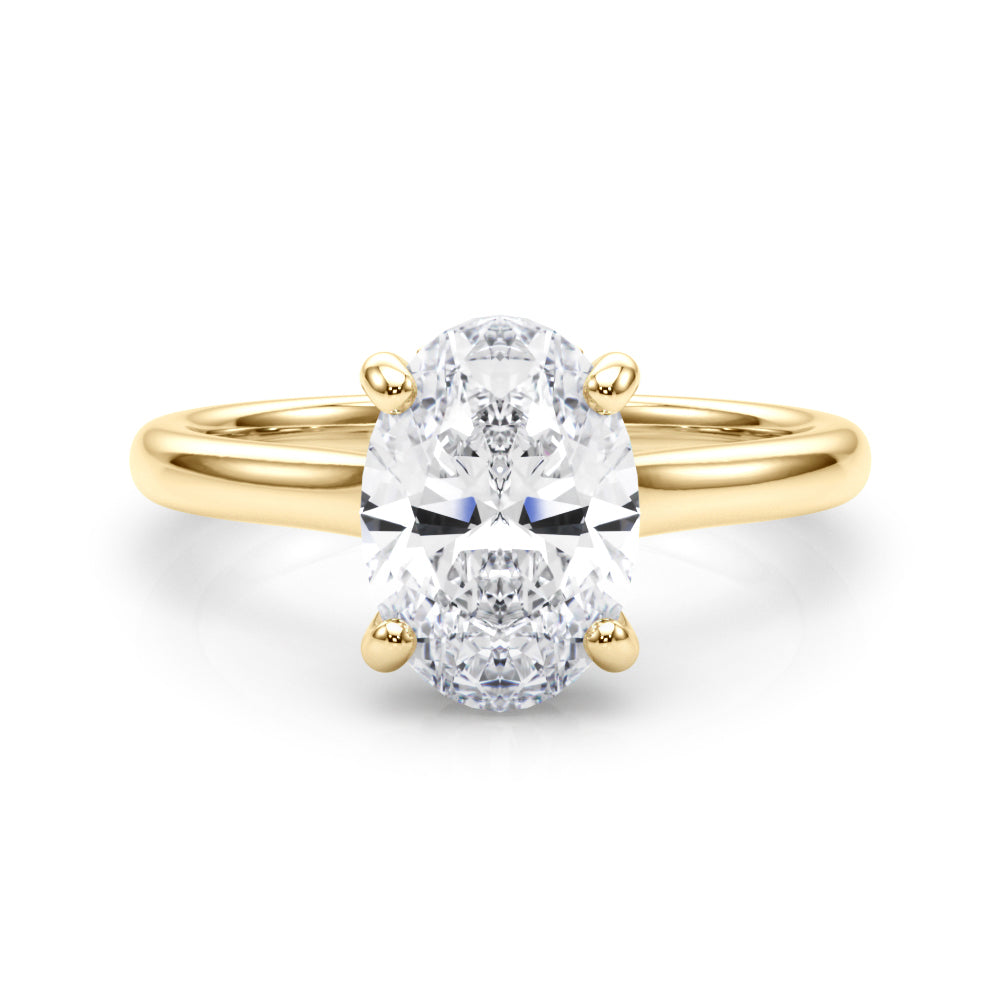 LUMEO Oval Hidden Halo Diamond Engagement Ring Set in 18k Solid Yellow Gold 