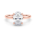 LUMEO Oval Hidden Halo Diamond Engagement Ring Set in 18k Solid Rose Gold 