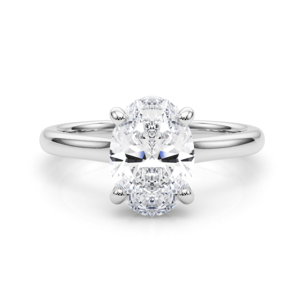 LUMEO Oval Hidden Halo Diamond Engagement Ring Set in Platinum 