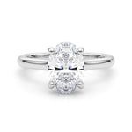 LUMEO Oval Hidden Halo Diamond Engagement Ring Set in Platinum 
