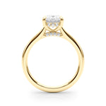 LUMEO Oval Hidden Halo Diamond Engagement Ring Side View in 18k Solid Yellow Gold 