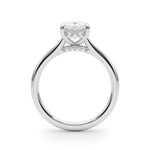 LUMEO Oval Hidden Halo Diamond Engagement Ring Side View in Platinum 