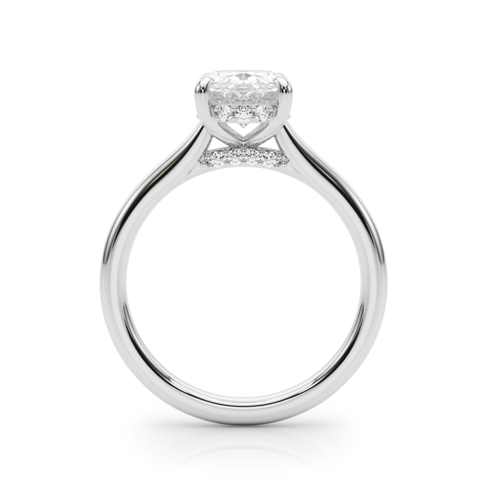 LUMEO Oval Hidden Halo Diamond Engagement Ring Side View in Platinum 