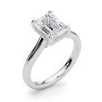 LUMEO Emerald Hidden Halo Diamond Engagement Ring Angle View in Platinum 