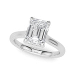 LUMEO Emerald Hidden Halo Diamond Engagement Ring Front View in Platinum 