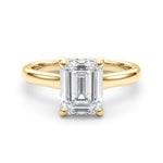 LUMEO Emerald Hidden Halo Diamond Engagement Ring Set in 18k Solid Yellow Gold 