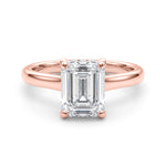 LUMEO Emerald Hidden Halo Diamond Engagement Ring Set in 18k Solid Rose Gold 