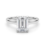 LUMEO Emerald Hidden Halo Diamond Engagement Ring Set in Platinum 
