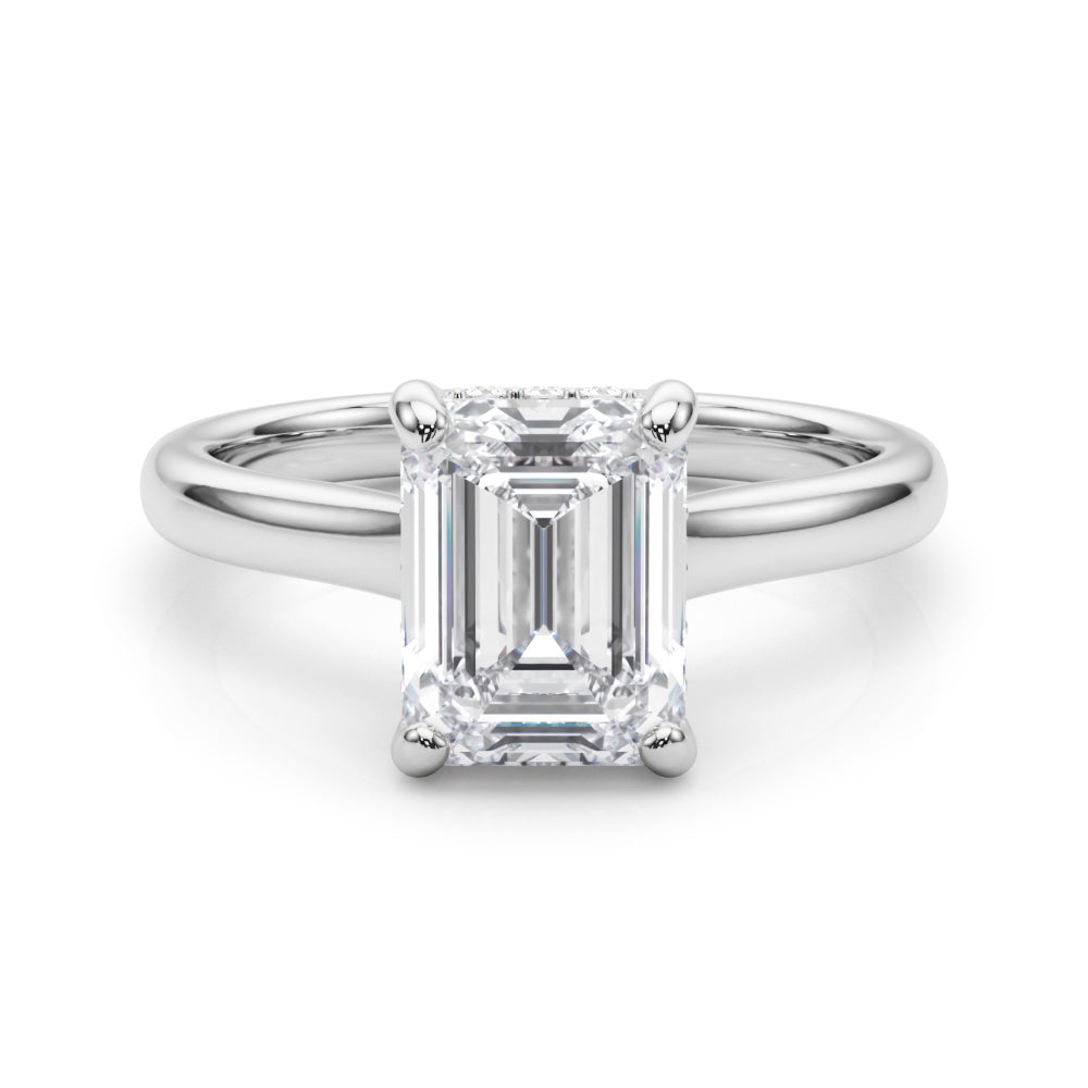 LUMEO Emerald Hidden Halo Diamond Engagement Ring Set in Platinum 