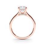 LUMEO Emerald Hidden Halo Diamond Engagement Ring Side View in 18k Solid Rose Gold 