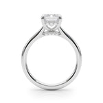 LUMEO Emerald Hidden Halo Diamond Engagement Ring Side View in Platinum 