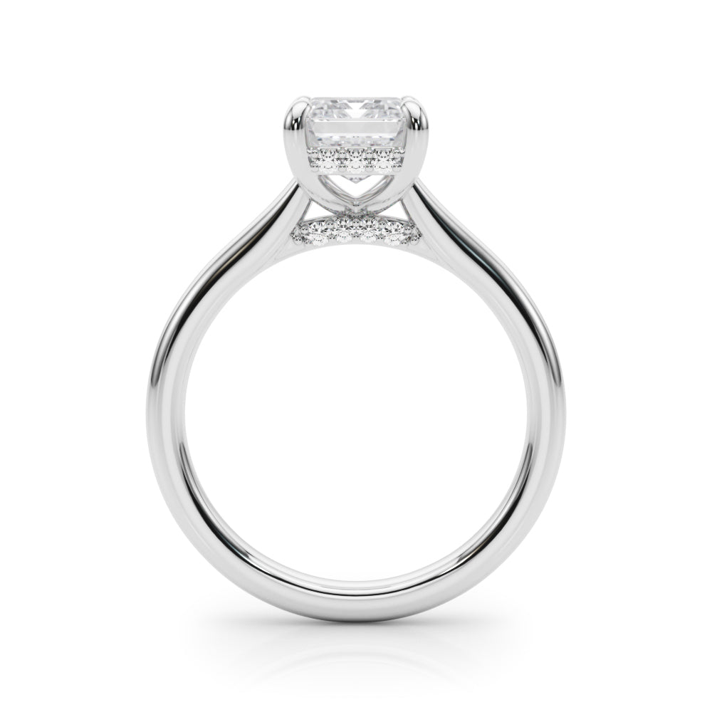 LUMEO Emerald Hidden Halo Diamond Engagement Ring Side View in Platinum 