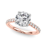 LUMEO Round Hidden Halo Diamond Engagement Ring Front View in 18k Solid Rose Gold 