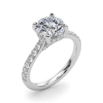 LUMEO Round Hidden Halo Diamond Engagement Ring Angle View in Platinum 