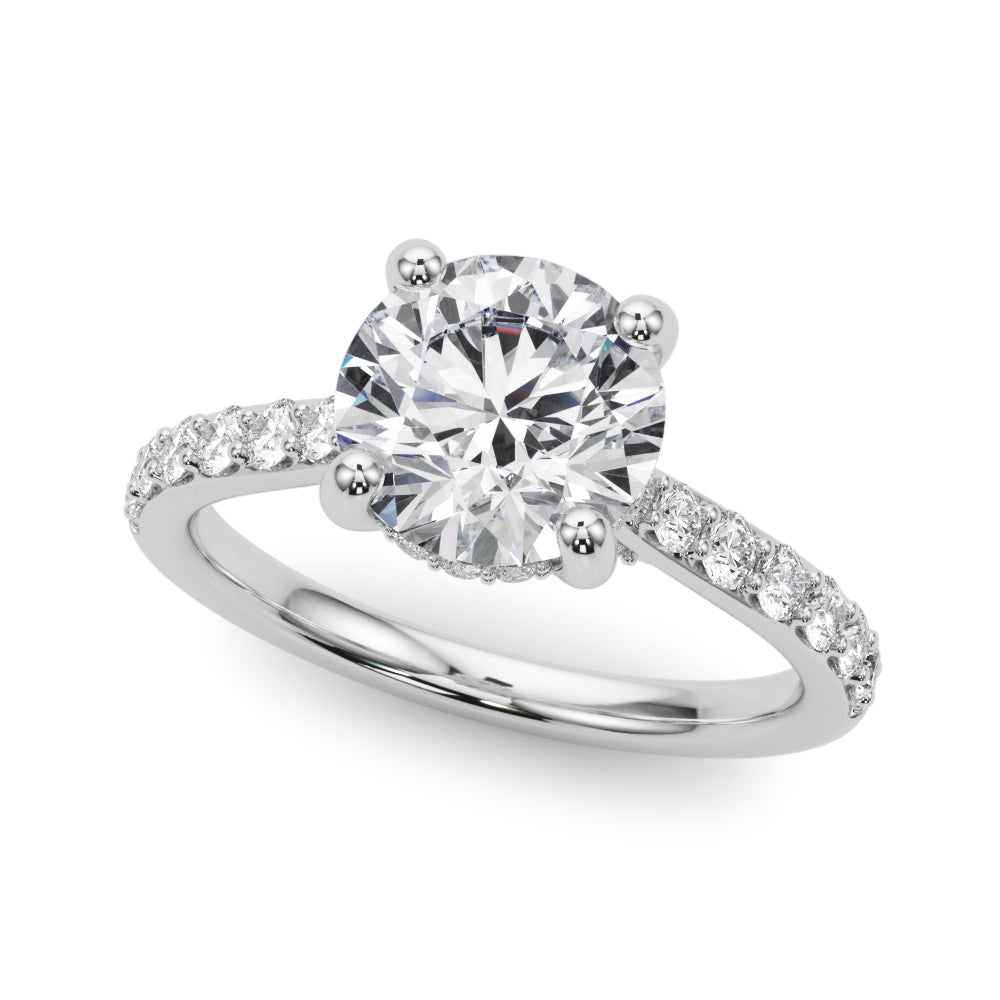 LUMEO Round Hidden Halo Diamond Engagement Ring Front View in Platinum 