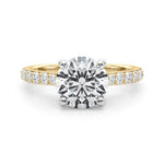 LUMEO Round Hidden Halo Diamond Engagement Ring Set in 18k Solid Yellow Gold 