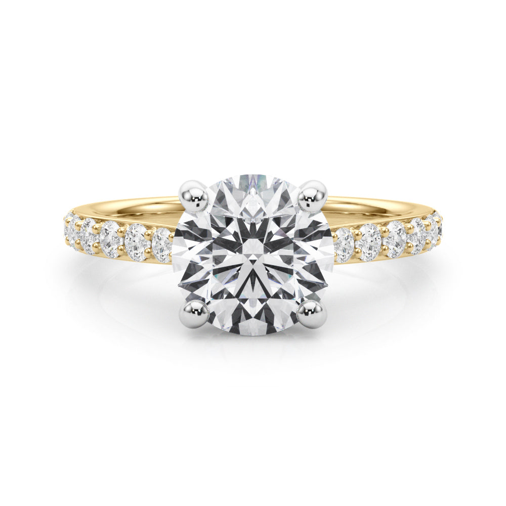 LUMEO Round Hidden Halo Diamond Engagement Ring Set in 18k Solid Yellow Gold 
