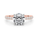 LUMEO Round Hidden Halo Diamond Engagement Ring Set in 18k Solid Rose Gold 