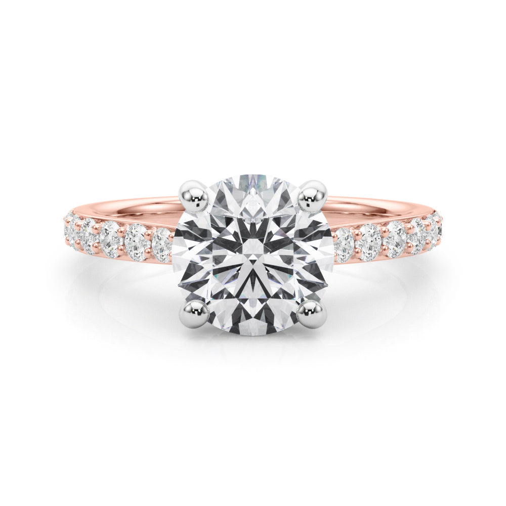 LUMEO Round Hidden Halo Diamond Engagement Ring Set in 18k Solid Rose Gold 